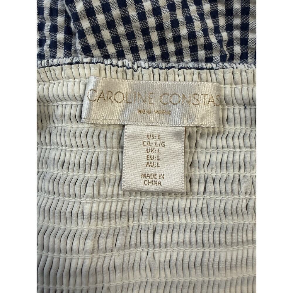 Caroline Constas Dress Blue Gingham Smocked Maxi Sundress Cottagecore Large - Picture 5 of 6